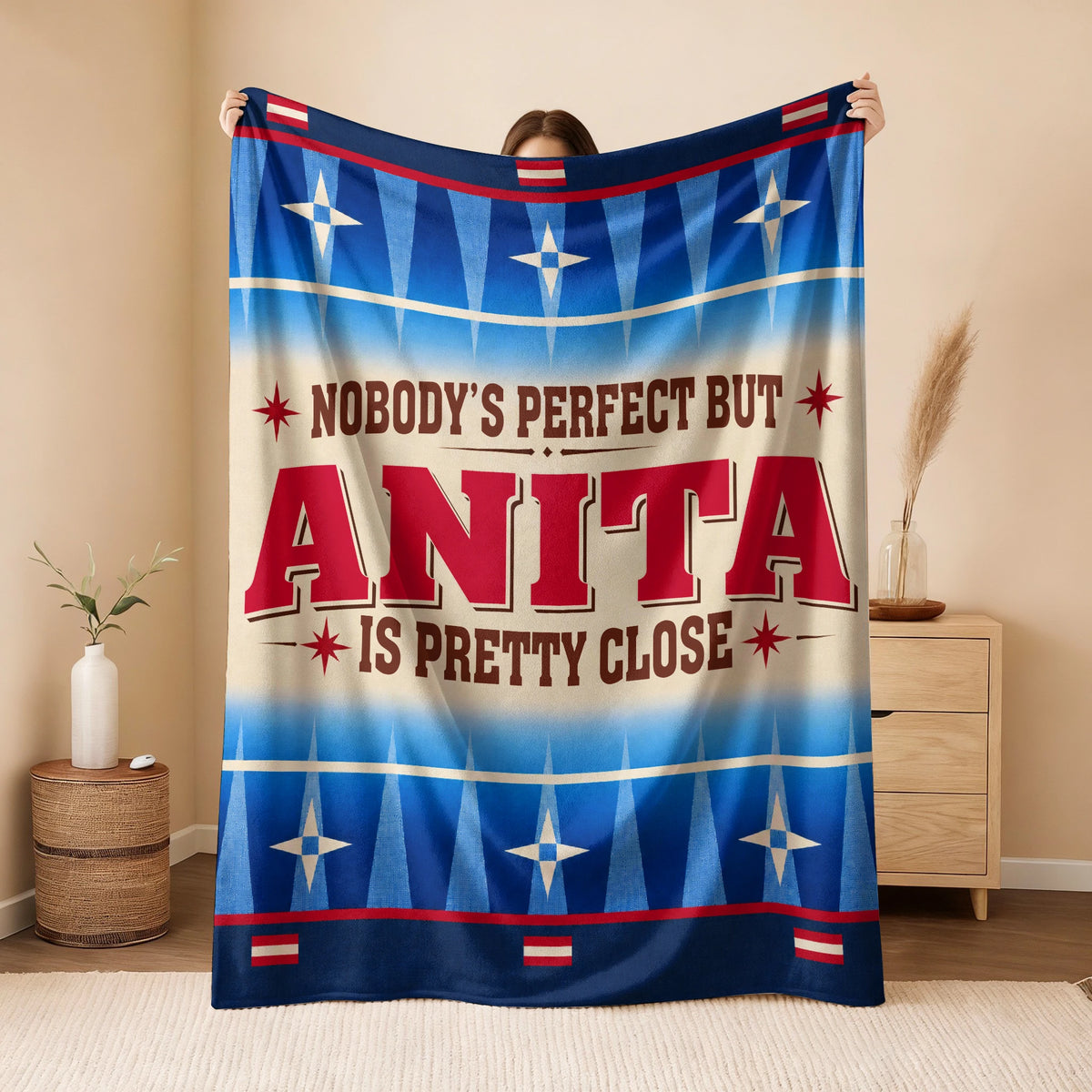 Nobody's Perfect But Your Name Is Close Native American Fleece Blanket ANITA 13K1 BK57