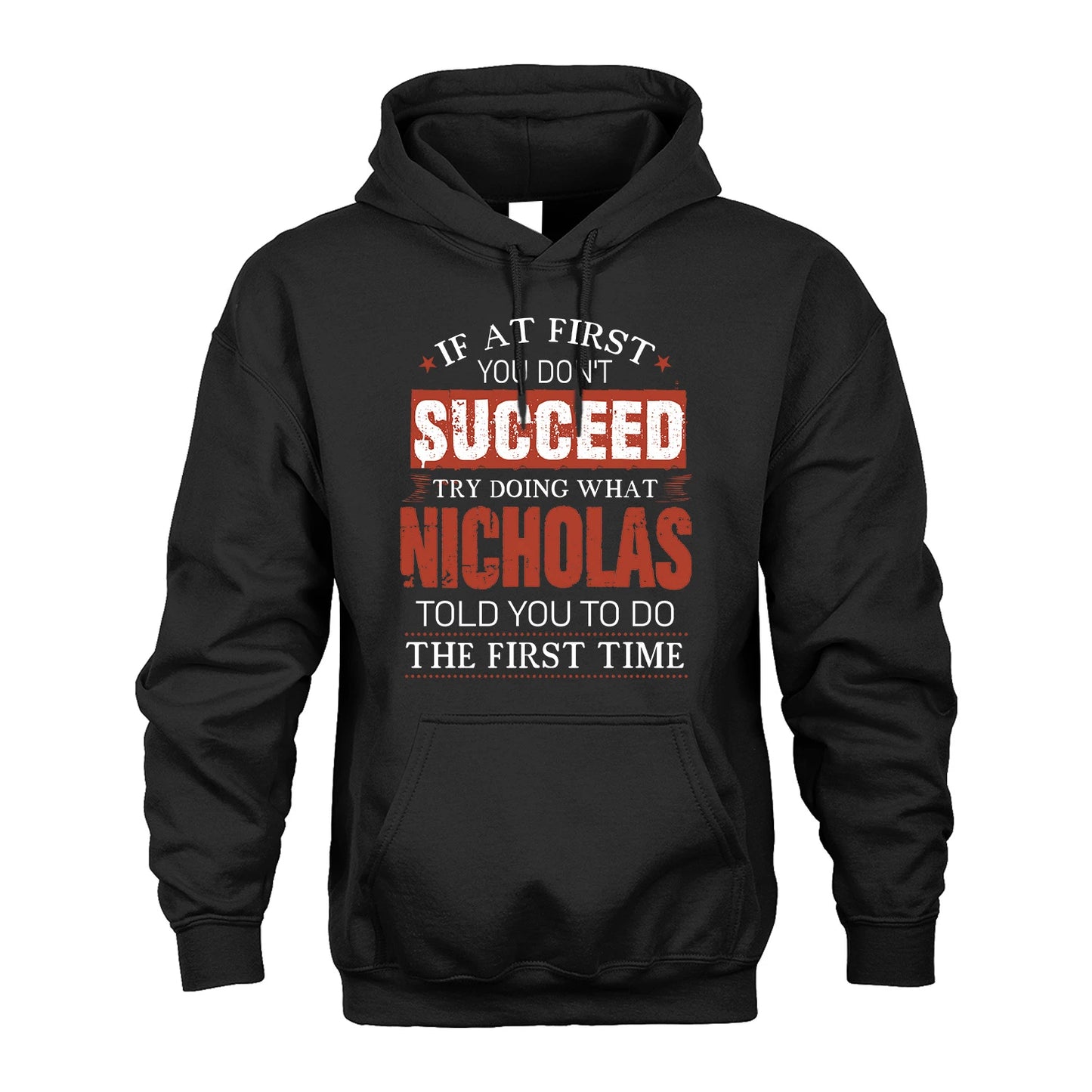 NICHOLAS 13K1-82–Personalized Funny Quote Apparel “If At First You Don’t Succeed”