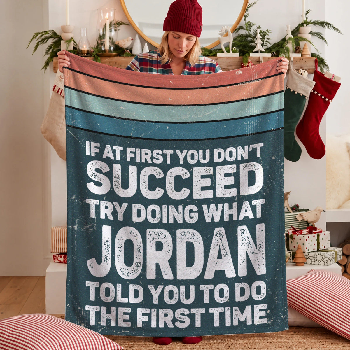 If At First You Don’t Succeed Retro Green Fleece Blanket JORDAN 13K1 BK29