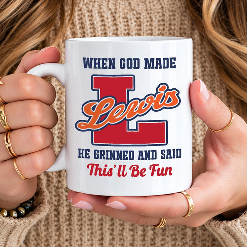 When God Made Your Name Personalized Baseball Mug LEWIS 13K1 MG07