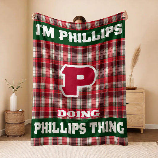 I'm Name Doing Name Things Red Plaid Fleece Blanket PHILLIPS 13K1 BK49