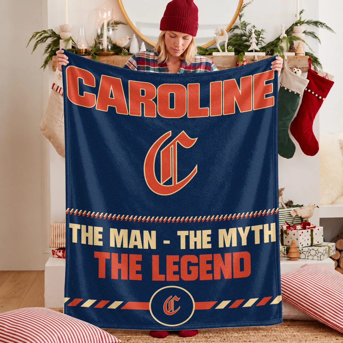 The Man The Myth The Legend Retro Fleece Blanket CAROLINE 13K1 BK53
