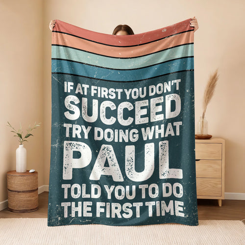 If At First You Don’t Succeed Retro Green Fleece Blanket PAUL 13K1 BK29