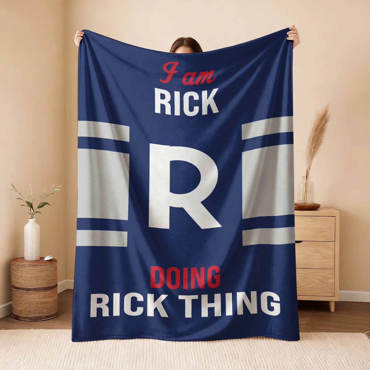 I'm Name Doing Name Things Navy Fleece Blanket RICK 13K1 BK51