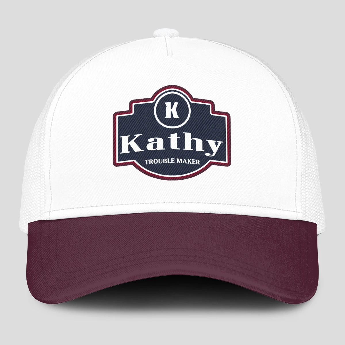 Trouble Maker Burgundy And White Funny Mesh Cap KATHY 13K1 C201PF