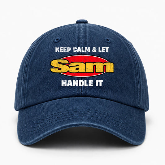 Keep Calm & Let Your Name Handle It Yellow And Red Logo Washed Cap SAM 13K1 C172PF