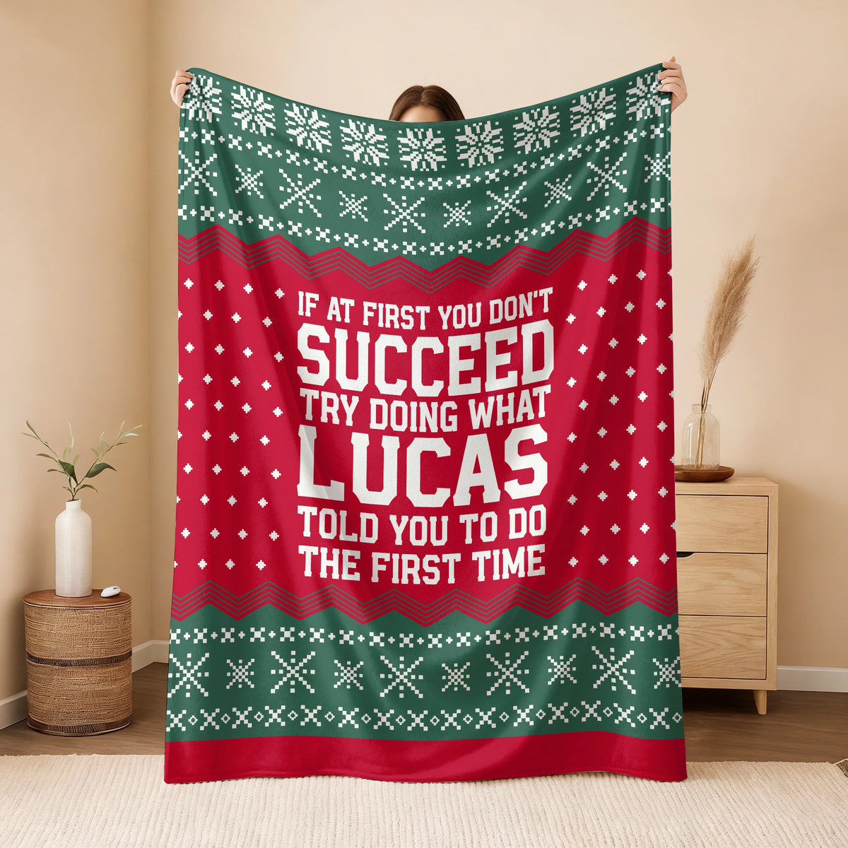 If At First You Don’t Succeed Red Green Christmas Fleece Blanket LUCAS 13K1 BK28