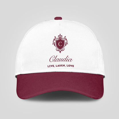 Live Laugh Love Elegant Burgundy And White Cap CLAUDIA 13K1 C88PF