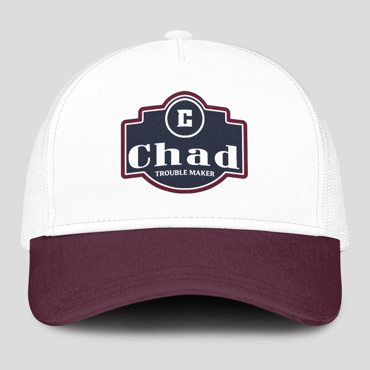 Trouble Maker Burgundy And White Funny Mesh Cap CHAD 13K1 C201PF