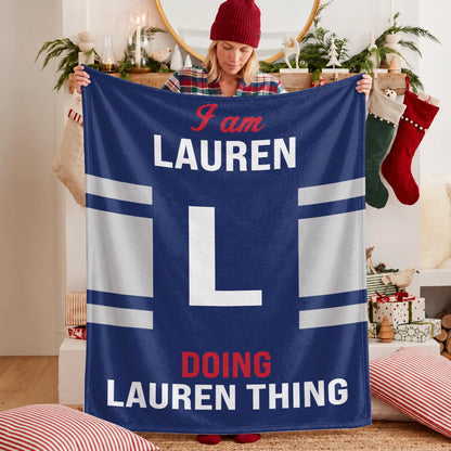 I'm Name Doing Name Things Navy Fleece Blanket LAUREN 13K1 BK51