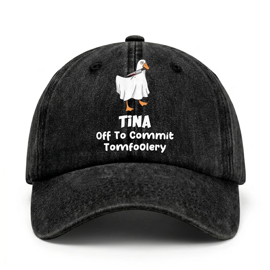Off To Commit Tomfoolery Funny Goose Washed Cap TINA 13K1 C131PF
