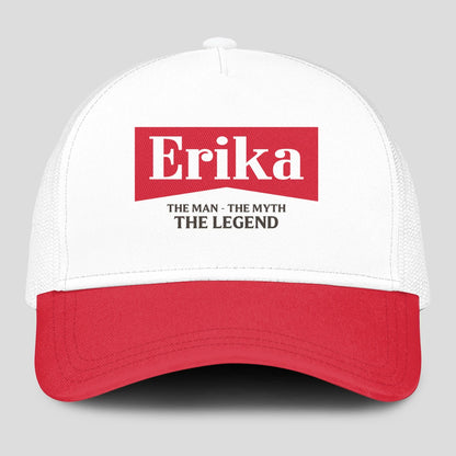 The Man The Myth The Legend Red And White Mesh Cap ERIKA 13K1 C197PF
