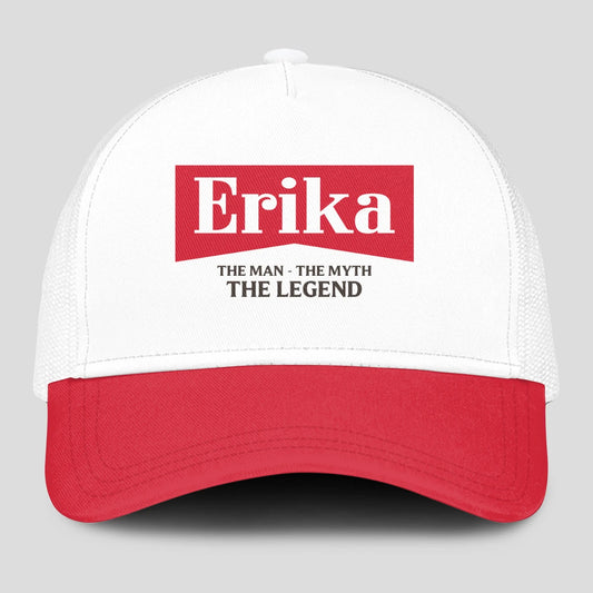 The Man The Myth The Legend Red And White Mesh Cap ERIKA 13K1 C197PF