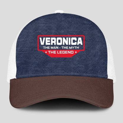 The Man The Myth The Legend Navy Brown And White Mesh Cap VERONICA 13K1 C200PF