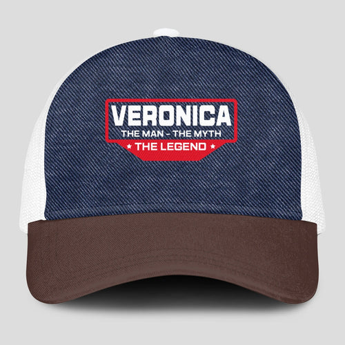 The Man The Myth The Legend Navy Brown And White Mesh Cap VERONICA 13K1 C200PF