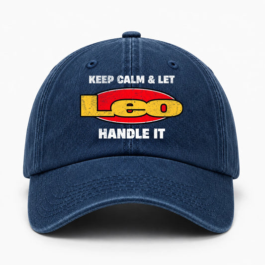 Keep Calm & Let Your Name Handle It Yellow And Red Logo Washed Cap LEO 13K1 C172PF