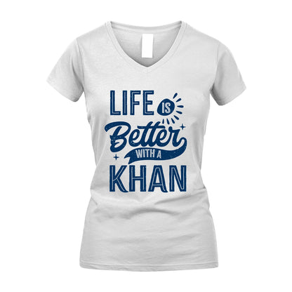 KHAN 13K1-116 Personalized Name Quote T-Shirt Life Is Better With Unisex Gift