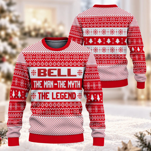 The Man The Myth The Legend Red Christmas Ugly Sweater BELL 13K1 UG04
