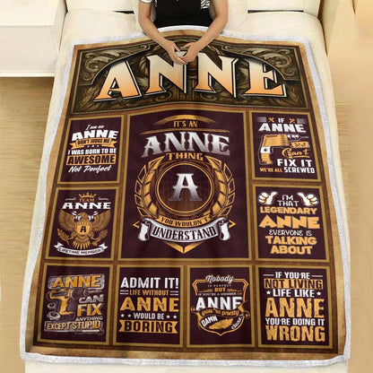 ANNE Personalized Blanket | Custom Name Cozy Throw Gift 13K1-BK4