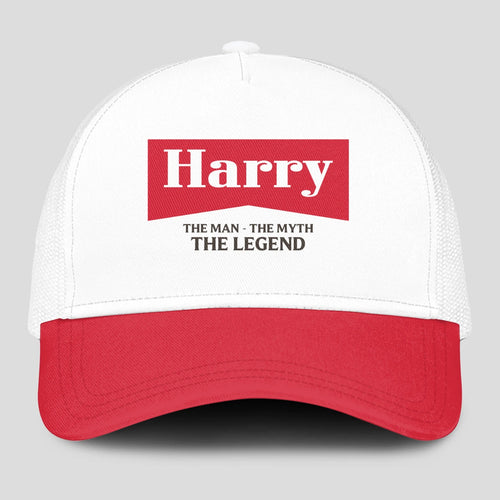 The Man The Myth The Legend Red And White Mesh Cap HARRY 13K1 C197PF