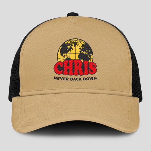 Never Back Down World Logo Khaki Mesh Cap CHRIS 13K1 C212PF