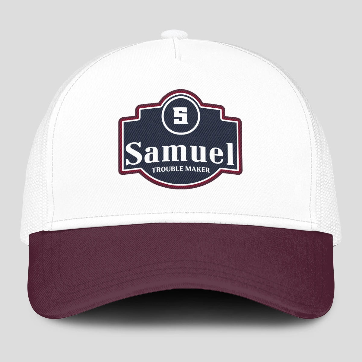 Trouble Maker Burgundy And White Funny Mesh Cap SAMUEL 13K1 C201PF