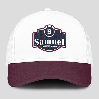 Trouble Maker Burgundy And White Funny Mesh Cap SAMUEL 13K1 C201PF