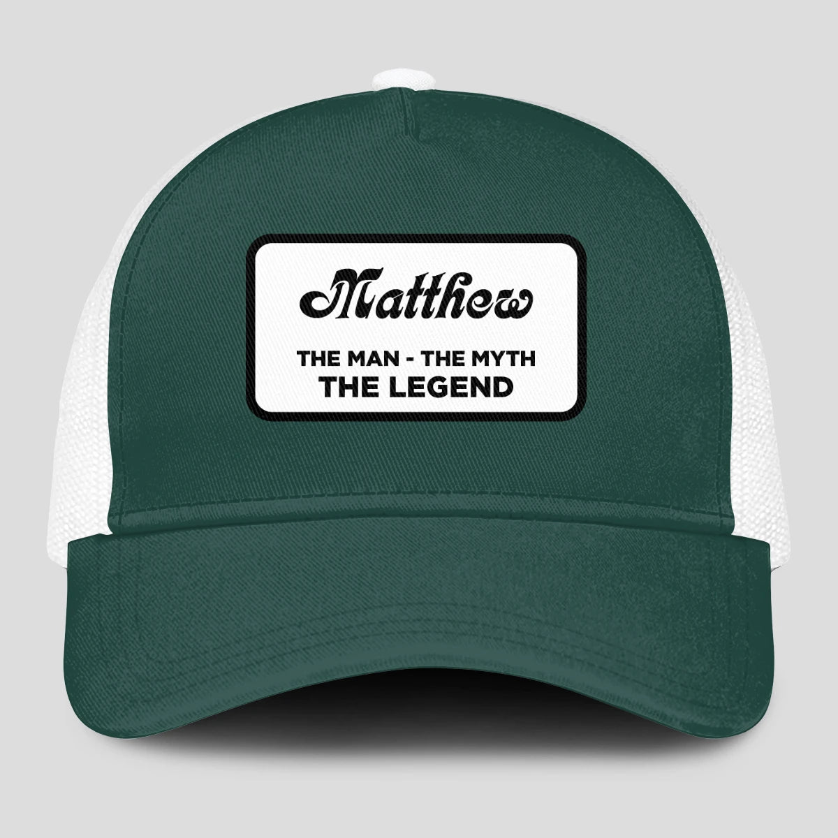 The Man The Myth The Legend Green And White Mesh Cap MATTHEW 13K1 C198PF