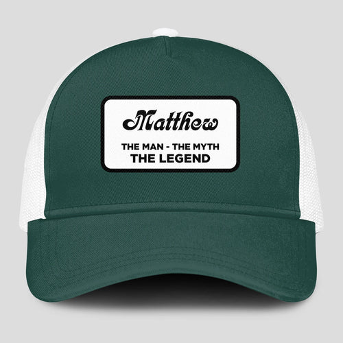 The Man The Myth The Legend Green And White Mesh Cap MATTHEW 13K1 C198PF