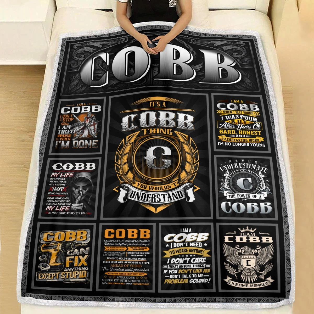 COBB Personalized Blanket | Custom Name Cozy Throw Gift 13K5-BK2