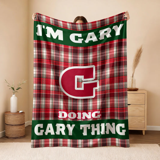 I'm Name Doing Name Things Red Plaid Fleece Blanket GARY 13K1 BK49