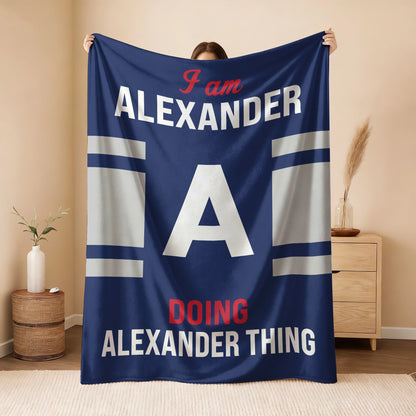 I'm Name Doing Name Things Navy Fleece Blanket ALEXANDER 13K1 BK51