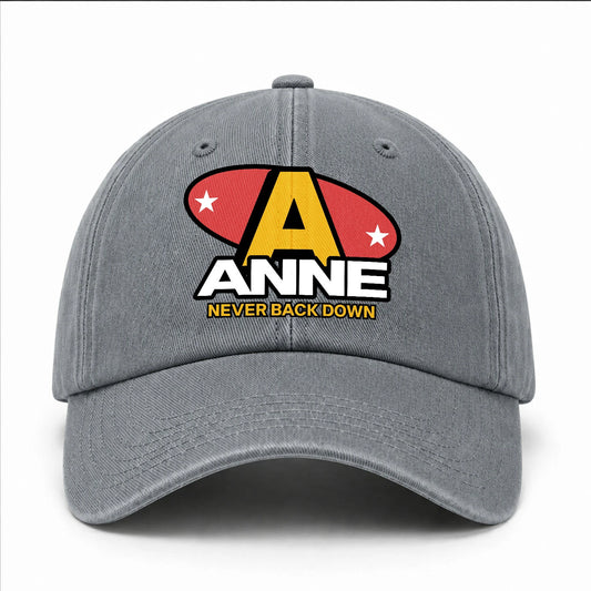 Never Back Down With Your Name And Initial Letter Washed Cap ANNE 13K1 C82PF