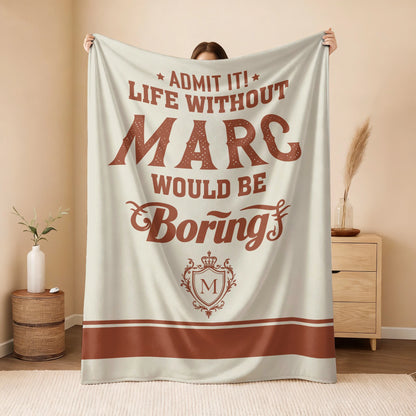 Life Without Your Name Would Be Boring Cream Terracotta Blanket MARC 13K1 BK24