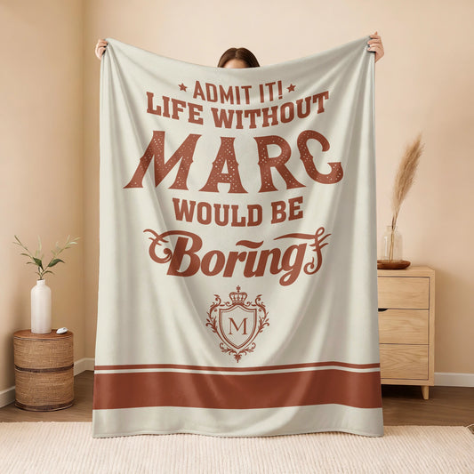 Life Without Your Name Would Be Boring Cream Terracotta Blanket MARC 13K1 BK24