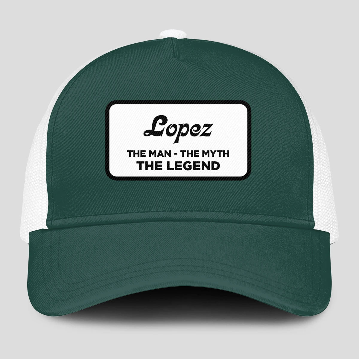 The Man The Myth The Legend Green And White Mesh Cap LOPEZ 13K1 C198PF