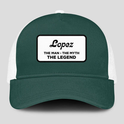 The Man The Myth The Legend Green And White Mesh Cap LOPEZ 13K1 C198PF
