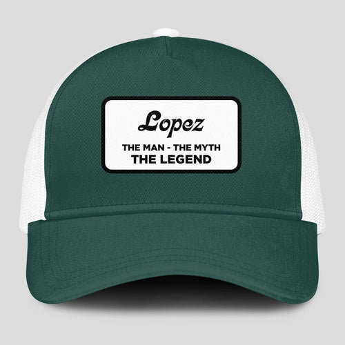 The Man The Myth The Legend Green And White Mesh Cap LOPEZ 13K1 C198PF