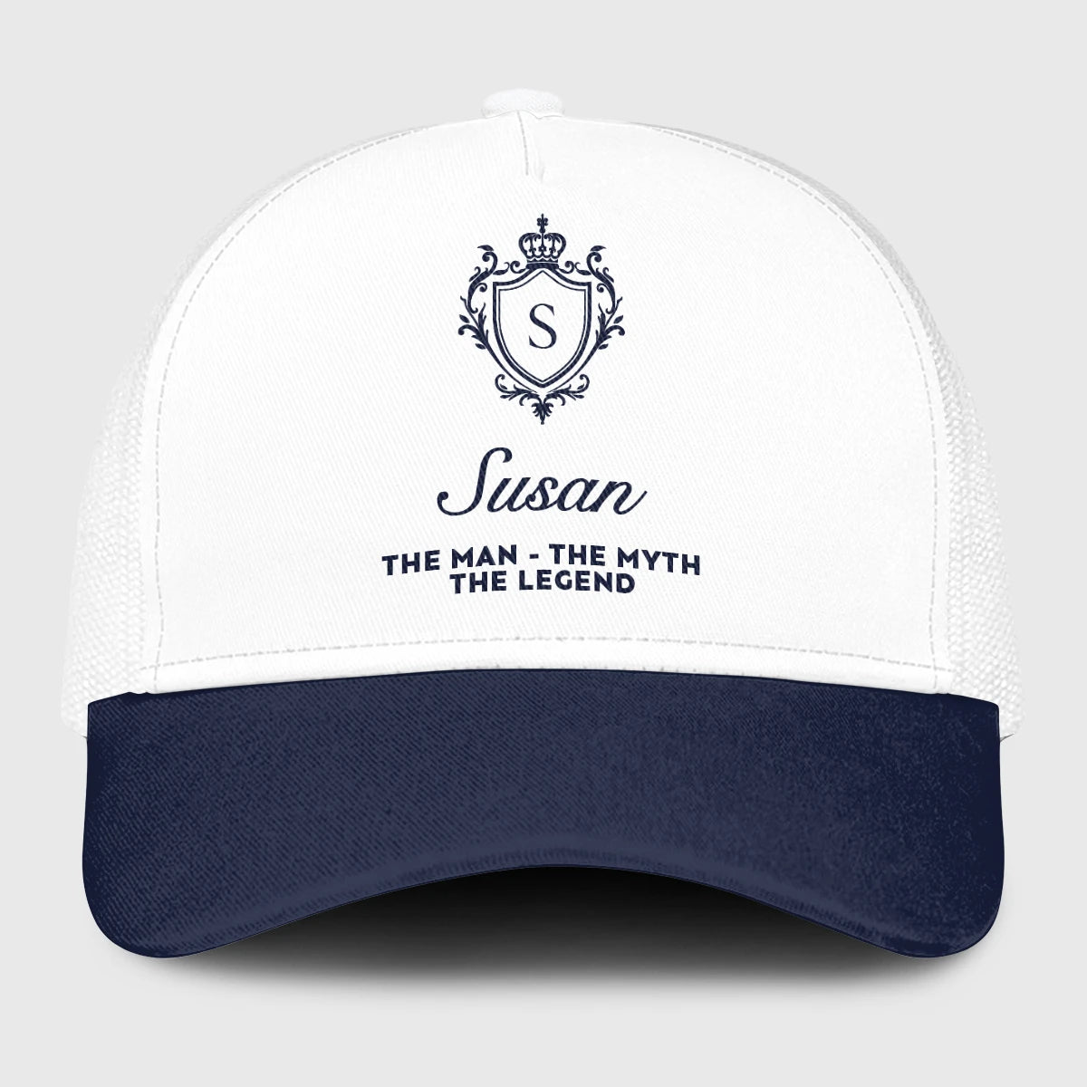 The Man The Myth The Legend Blue And White Baseball Mesh Cap SUSAN 13K1 C186PF