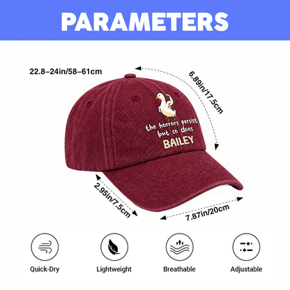 The Horrors Persist But So Does Your Name Funny Goose Burgundy Washed Cap BAILEY 13K1 C126PF