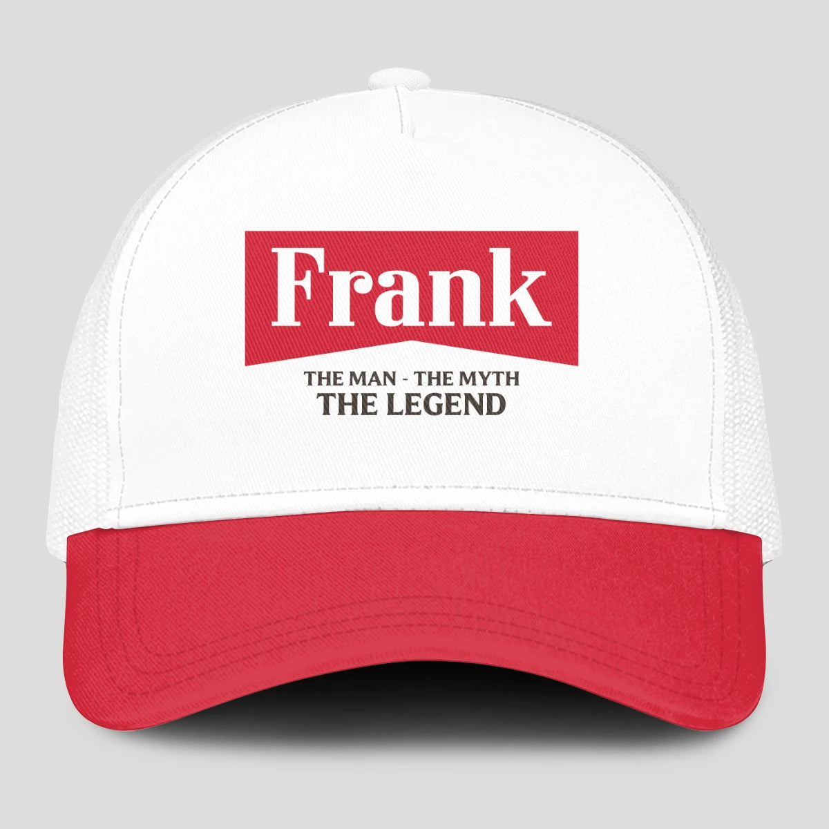 The Man The Myth The Legend Red And White Mesh Cap FRANK 13K1 C197PF
