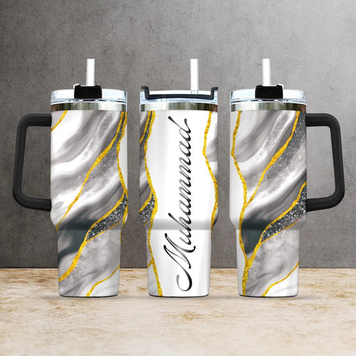 MUHAMMAD 40oz Personalized Tumbler Cup with Straw | Custom Stainless Steel Mug 13K1-TB1