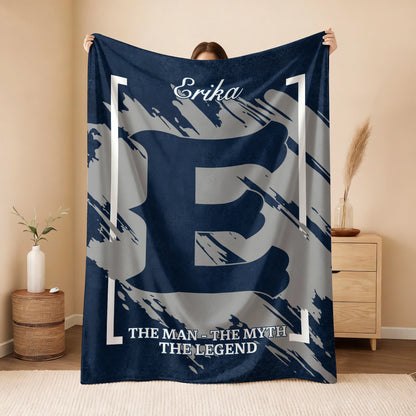 The Man The Myth The Legend Navy Baseball Fleece Blanket ERIKA 13K1 BK17