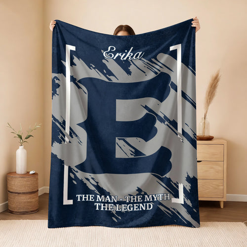 The Man The Myth The Legend Navy Baseball Fleece Blanket ERIKA 13K1 BK17