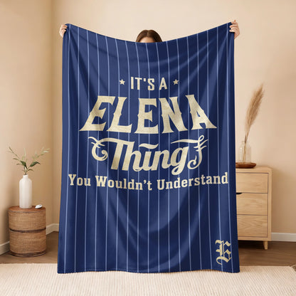 Your Name Thing Striped Blue Fleece Blanket ELENA 13K1 BK23