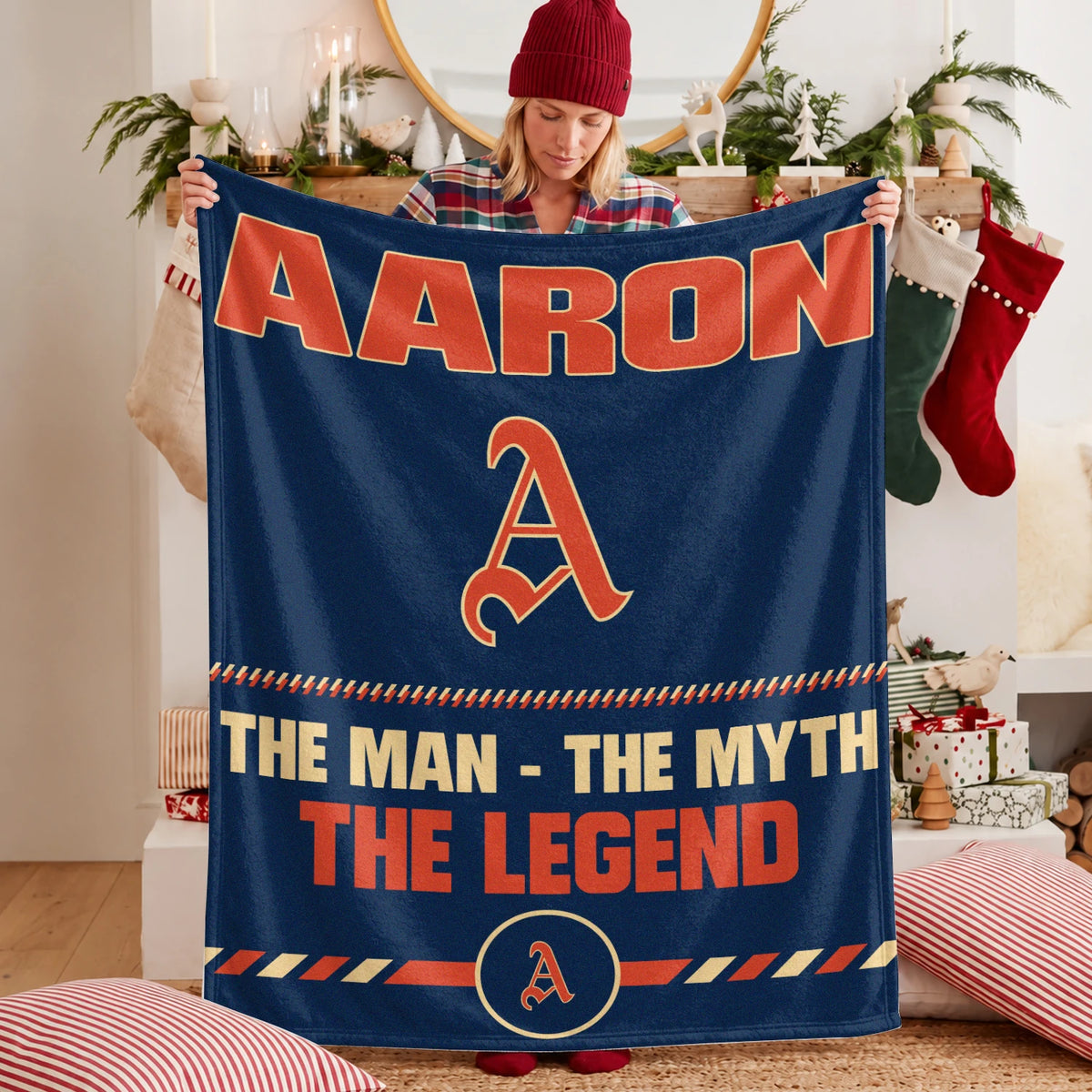 The Man The Myth The Legend Retro Fleece Blanket AARON 13K1 BK53