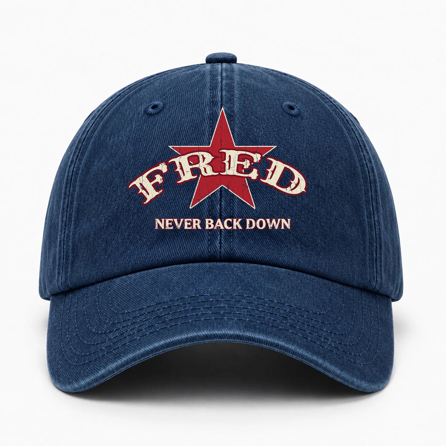 Never Back Down Western Blue Denim Cap FRED 13K1 C61PF