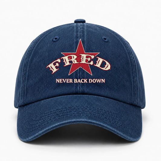 Never Back Down Western Blue Denim Cap FRED 13K1 C61PF