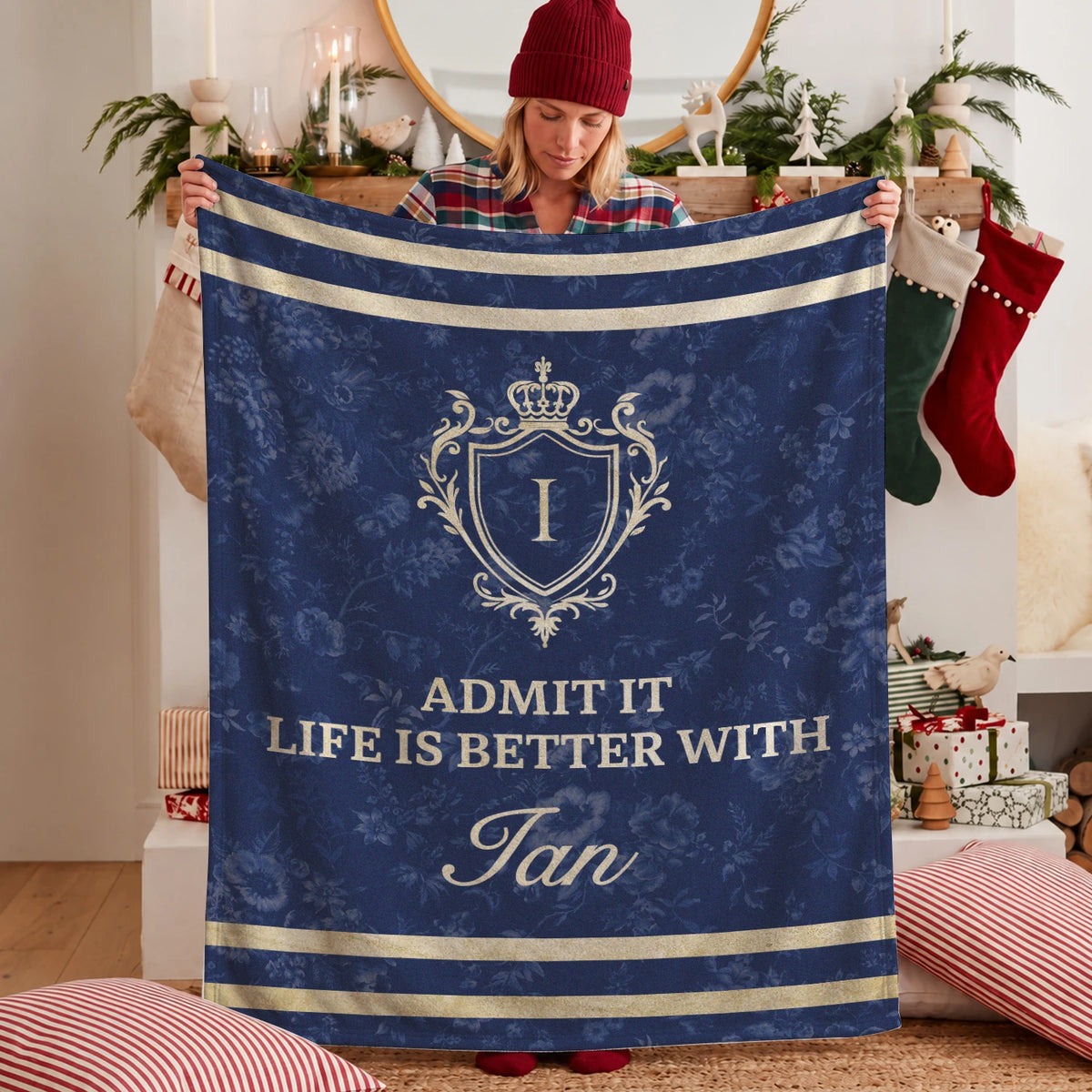 Admit It Life Is Better With Your Name Floral Blue Fleece Blanket IAN 13K1 BK36