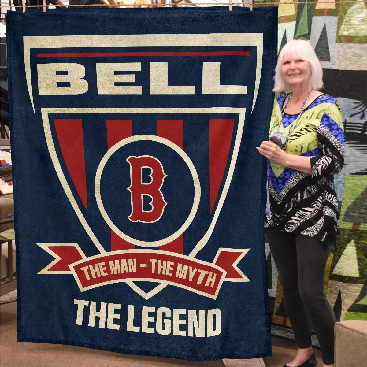The Man The Myth The Legend Blue Burgundy Baseball Blanket BELL 13K1 BK18